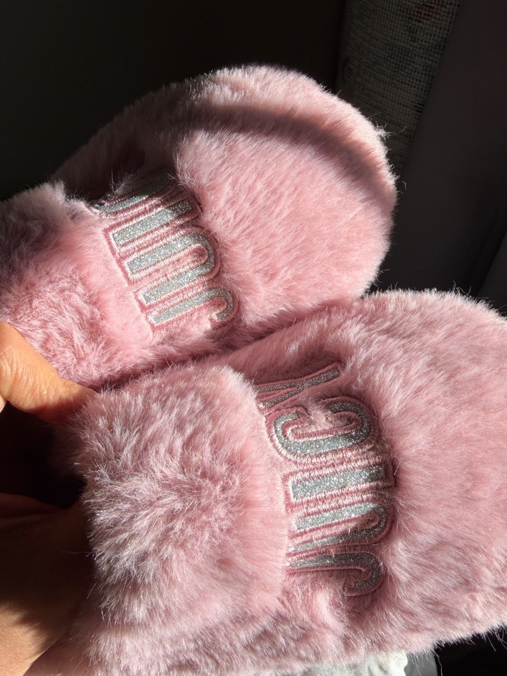 Pink Fuzzy Pom Slide Slippers - Juicy Couture